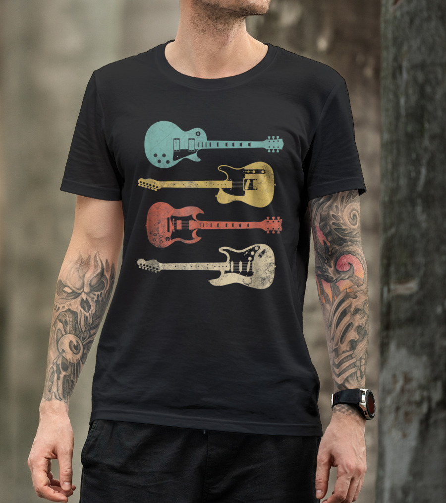 Vintage Classic Colorful Electric Guitars Collection T-Shirt