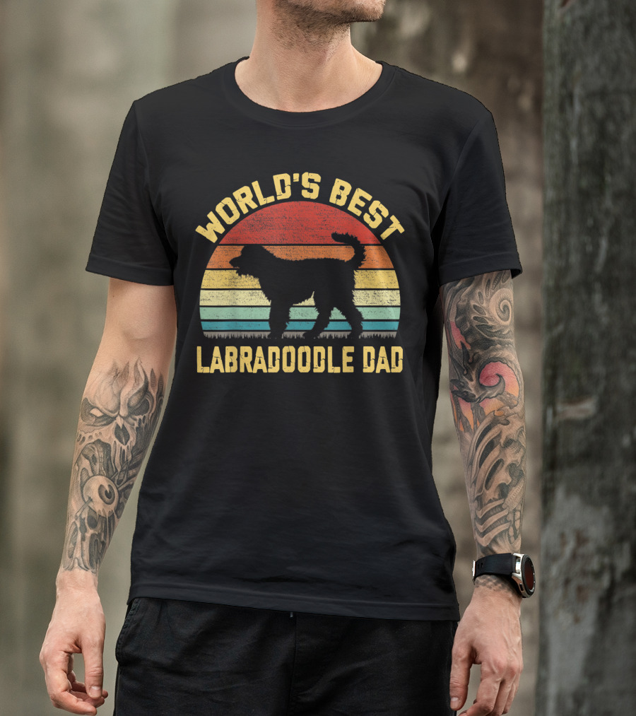 World's Best Labradoodle Dad Vintage Sunset Retro T-Shirt