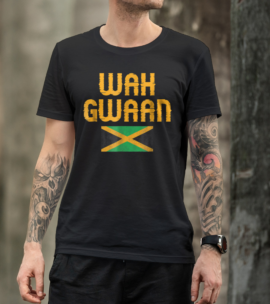 Wah Gwaan Jamaican Flag Banner T-Shirt