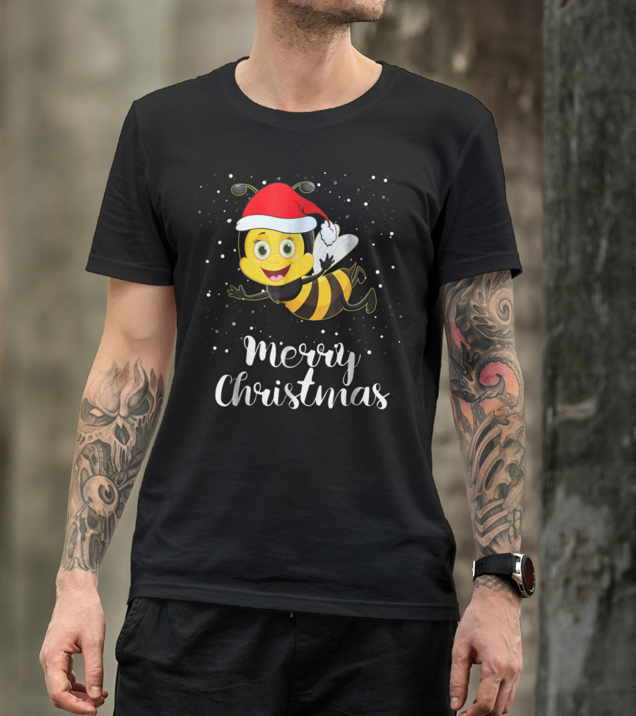 Merry Christmas Bee Funny Family Group Holiday Matching T-Shirt