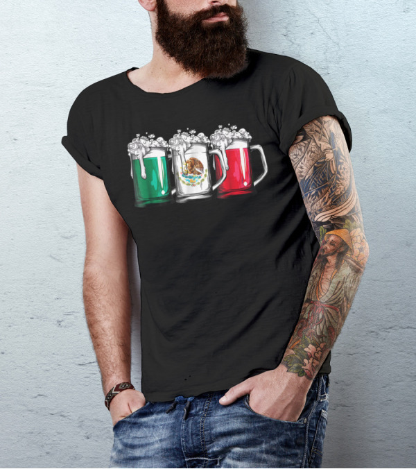 Cinco De Mayo Mexican Flag Beer Mugs Women Mexico T-Shirt