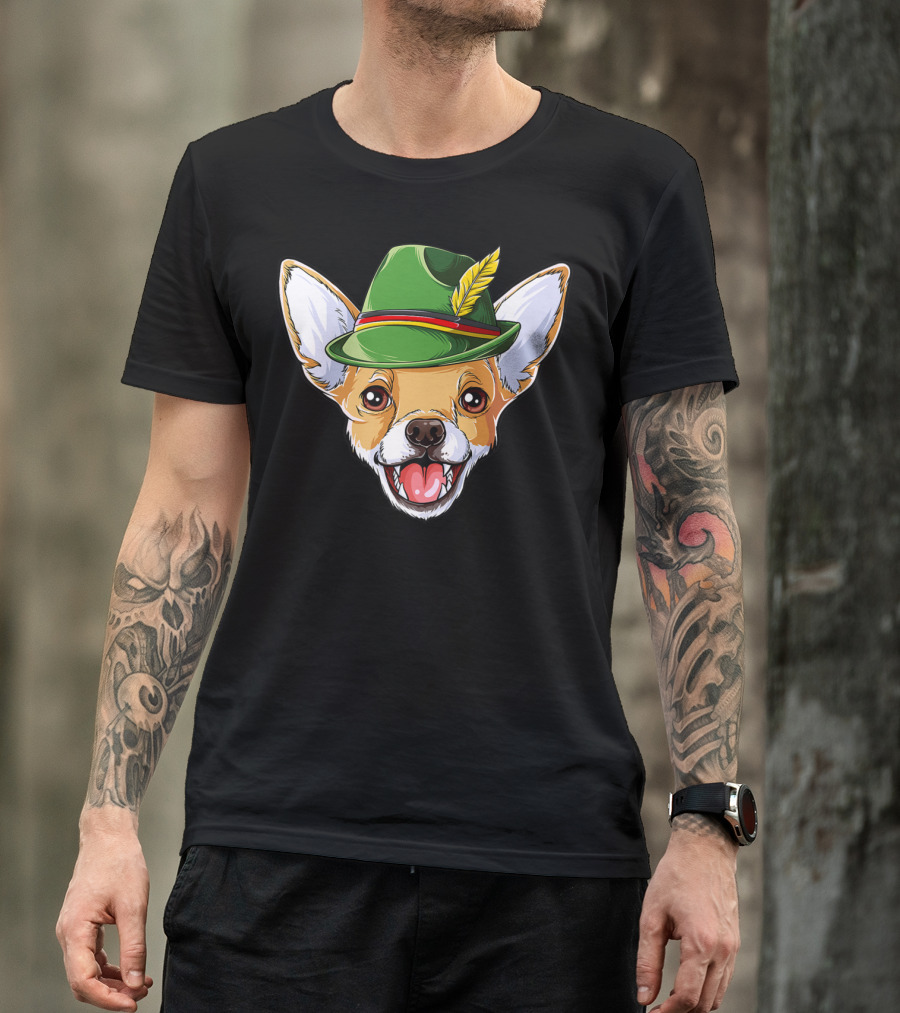 Chihuahua Oktoberfest Kids Boys Lederhosen Bavarian Hat T-Shirt