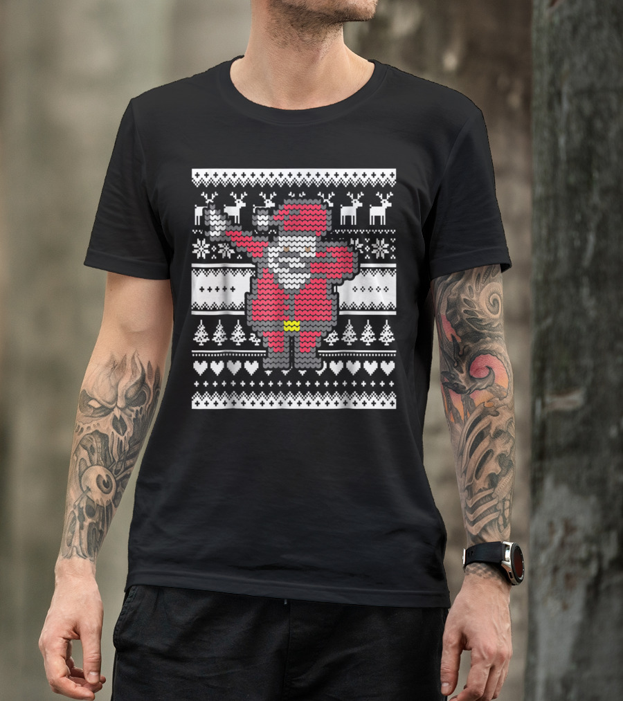 Dabbing Santa Claus Ugly Christmas Sweater Pattern T-Shirt