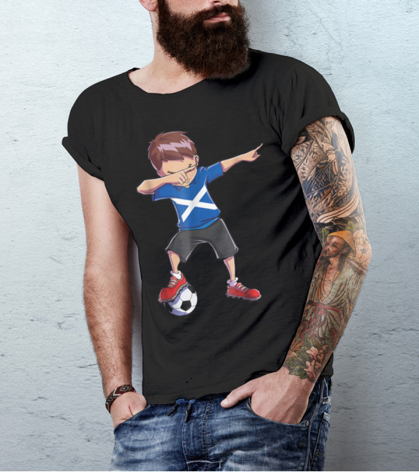 Dabbing Soccer Boys Scottish Flag Football Scotland T-Shirt