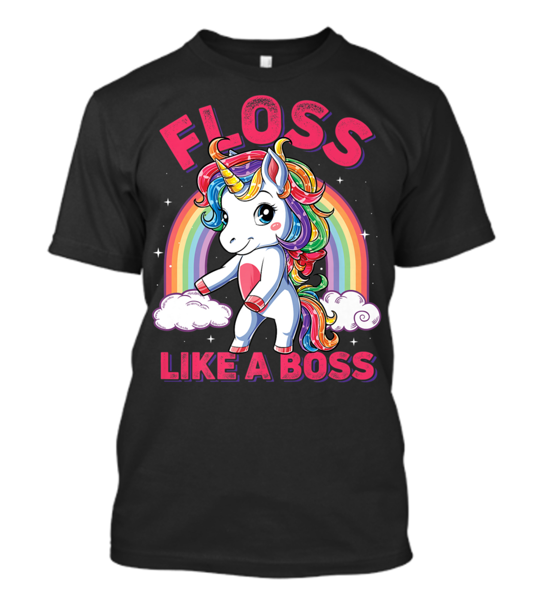 Floss Like A Boss Rainbow Unicorn Girls Squad T-Shirt