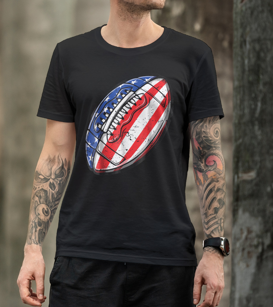 American Flag Football Fourth Of July T-Shirt