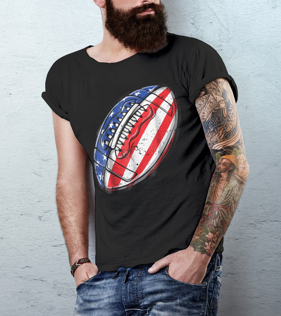 American Flag Football Fourth Of July T-Shirt