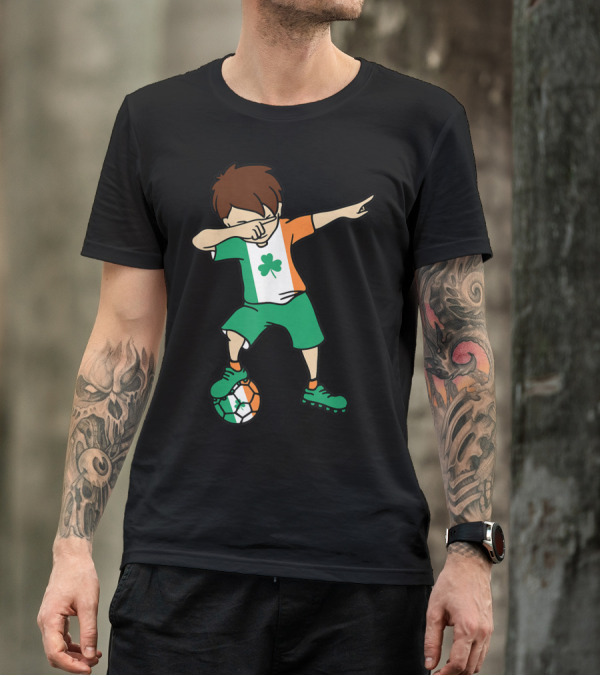 Dabbing Irish Soccer Clover Saint Patrick's Day T-Shirt