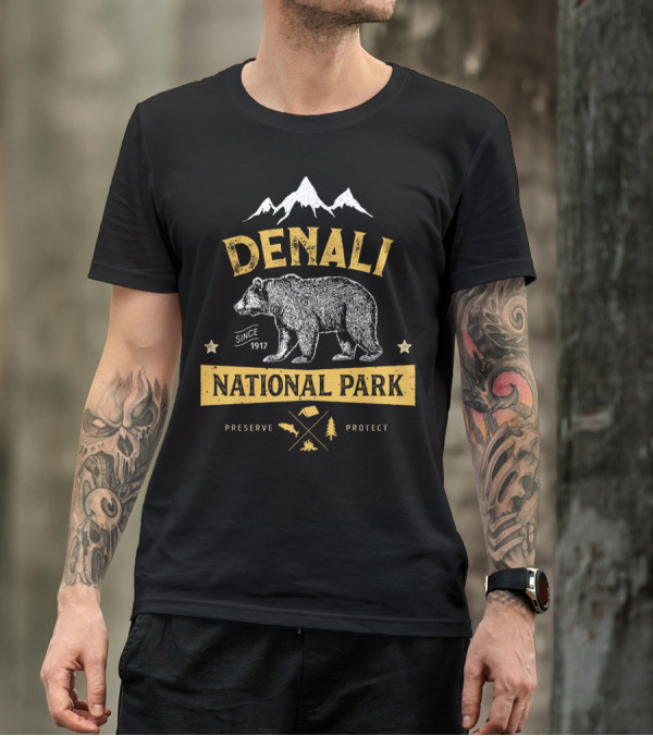 Denali National Park Since 1917 Bear Preserve Protect Alaska T-Shirt