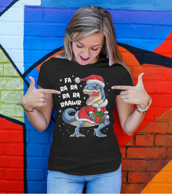 Fa Ra Ra Ra Rawr Dinosaur Christmas Rex Santa T-Shirt