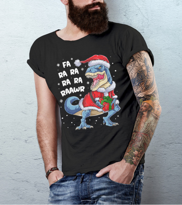 Fa Ra Ra Ra Rawr Dinosaur Christmas Rex Santa T-Shirt