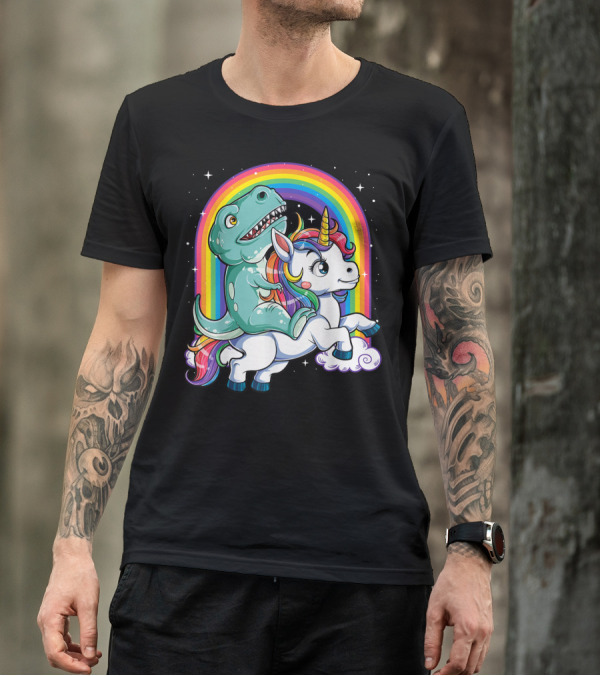 Dinosaur Unicorn Rainbow Fantasy Adventure Party T-Shirt