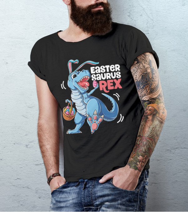 Easter Saurus Rex Bunny Dinosaur With Eggs T-Shirt