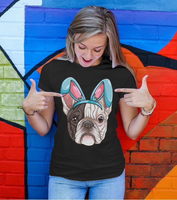 Easter Bunny Ears On French Bulldog Dog Boys Girl T-Shirt