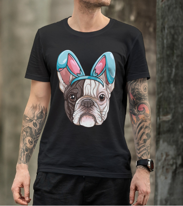 Easter Bunny Ears On French Bulldog Dog Boys Girl T-Shirt