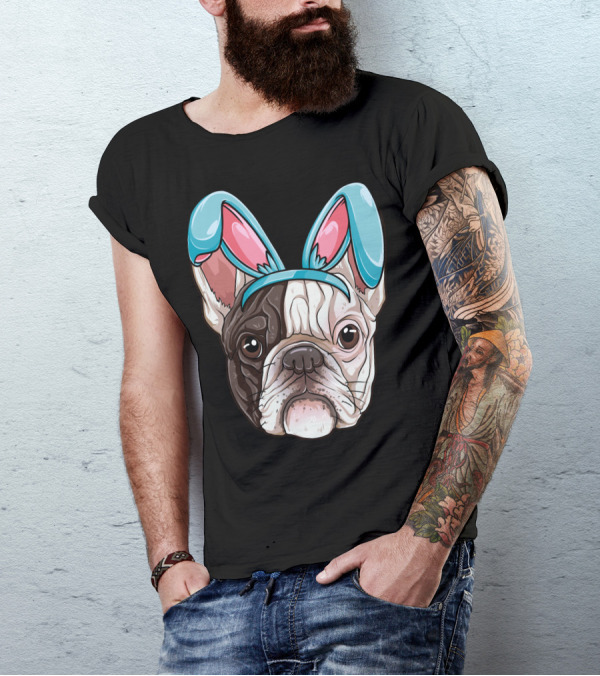 Easter Bunny Ears On French Bulldog Dog Boys Girl T-Shirt