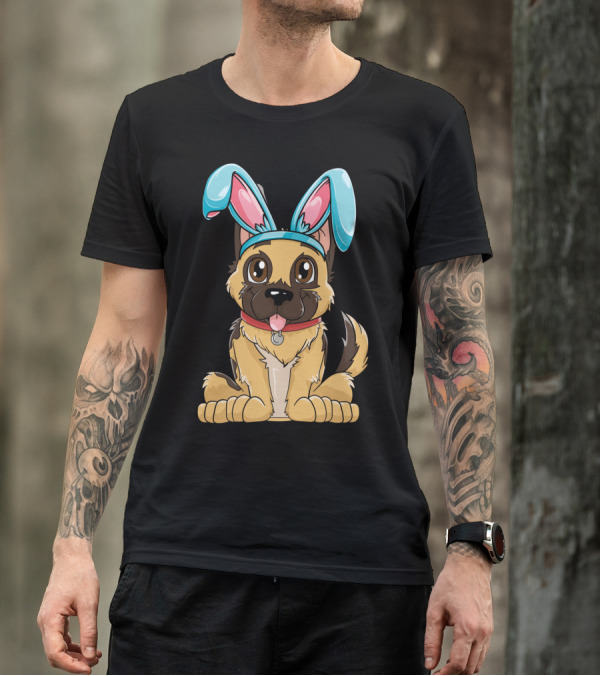 Easter Bunny Ears Cute German Shepherd Puppy Boys Girl T-Shirt