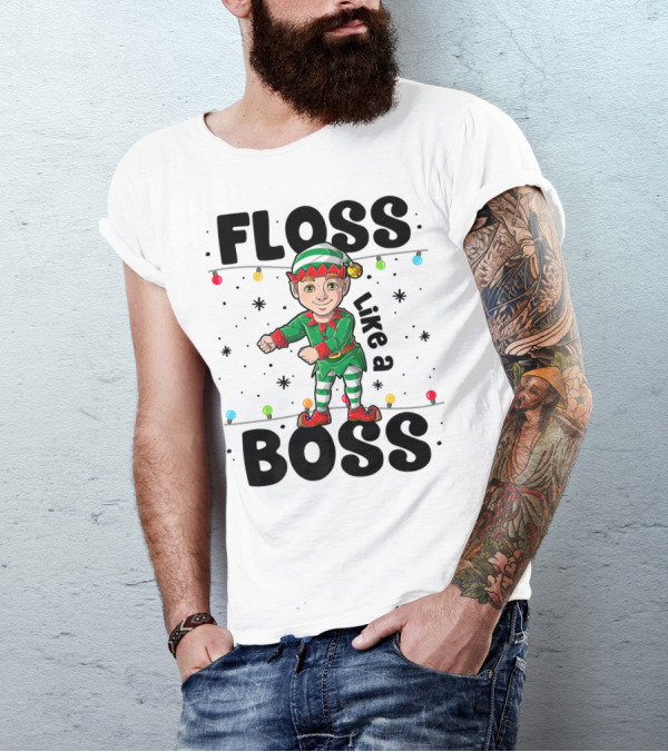 Floss Like A Boss Christmas Boys Elf Flossing T-Shirt