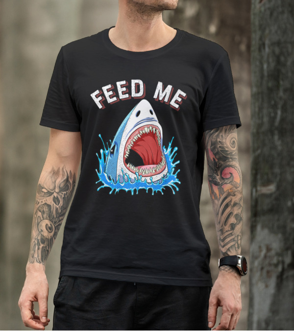Feed Me Shark Head Lover Jawsome Ocean Splash T-Shirt