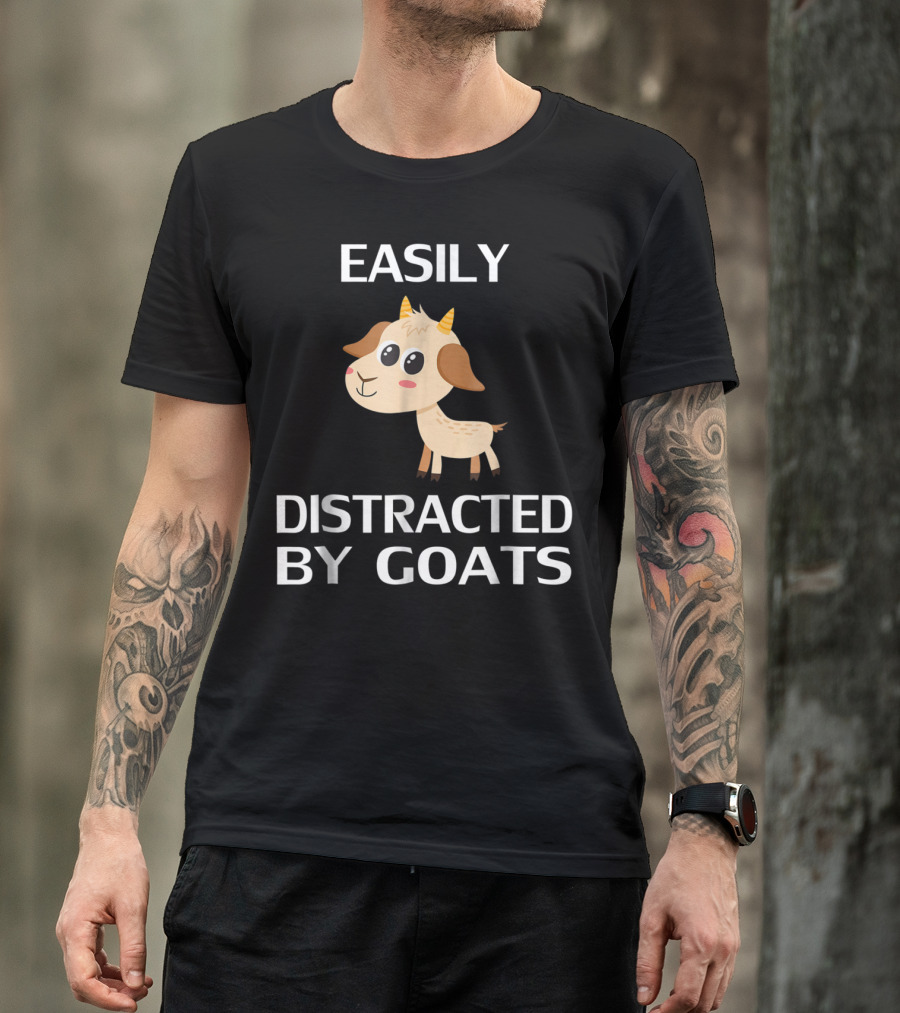 Easily Distracted By Goats Cute Cartoon Goat T-Shirt