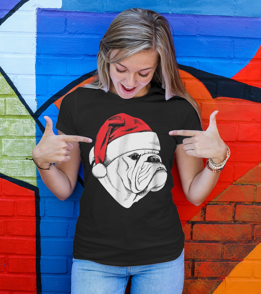 English Bulldog Santa Christmas T-Shirt
