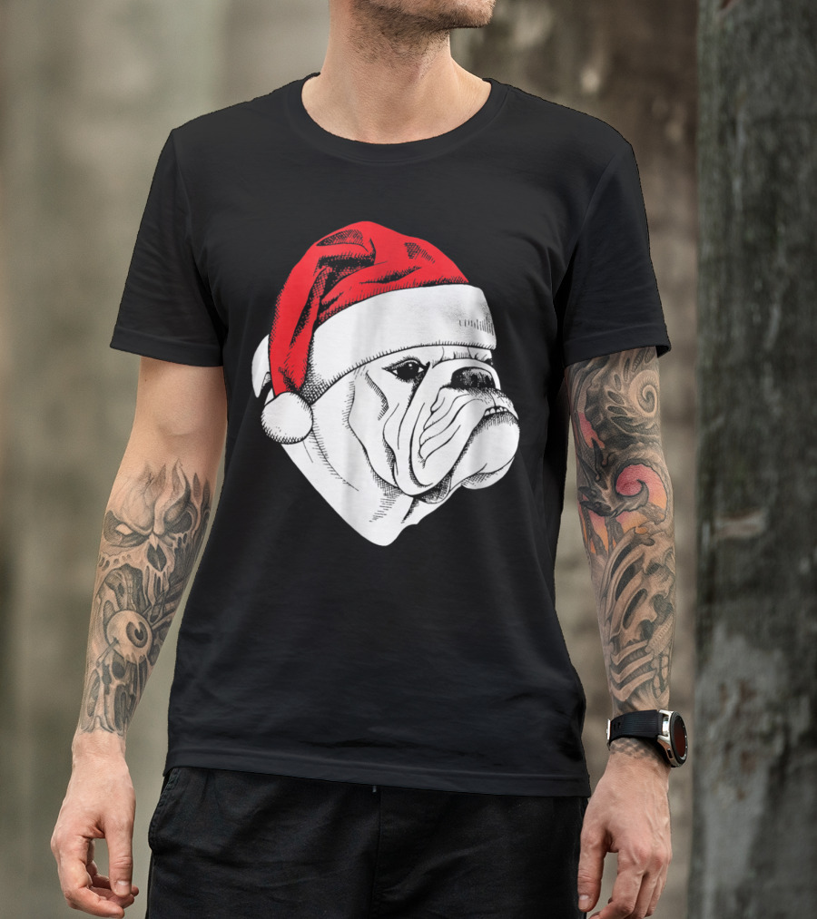 English Bulldog Santa Christmas T-Shirt