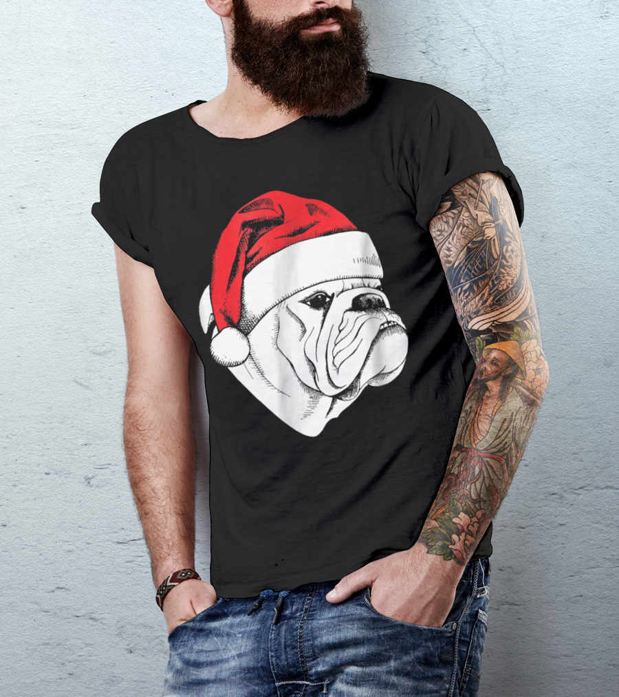 English Bulldog Santa Christmas T-Shirt