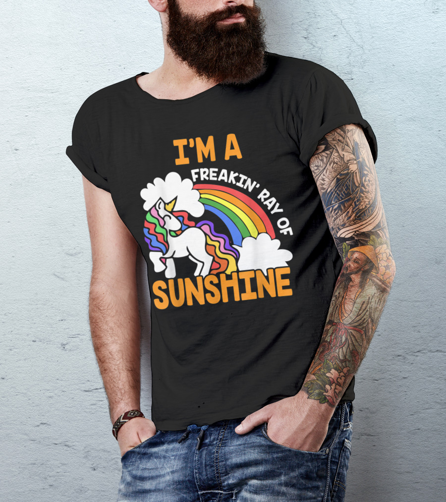 I'm A Freakin' Ray Of Sunshine Funny Rainbow Unicorn Vintage 1970's HY T-Shirt