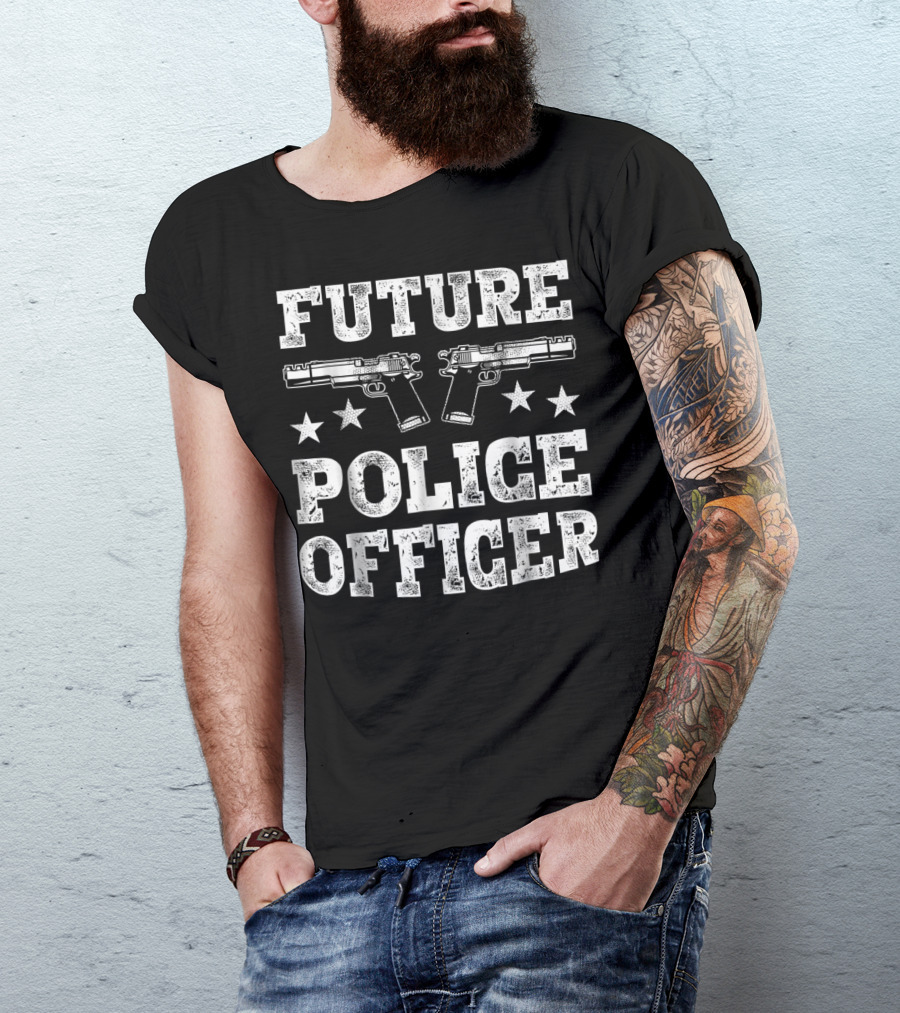 Future Police Officer Two Pistols Stars T-Shirt
