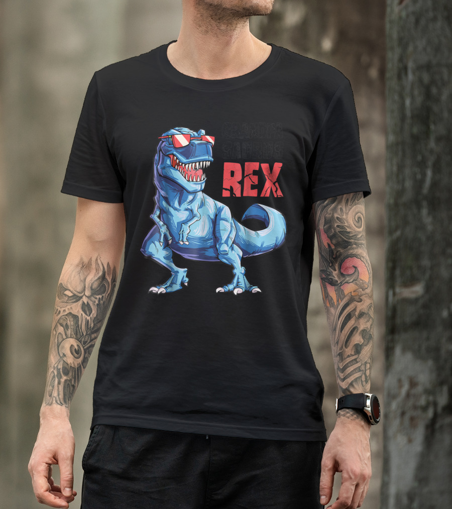 Grandpasaurus Rex Grandpa Saurus Dinosaur With Cool Glasses T-Shirt