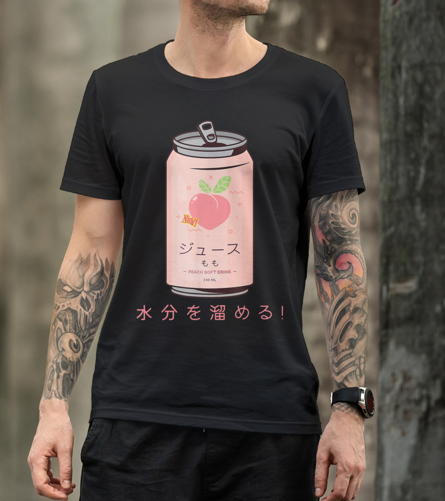 90s Japanese Aesthetic Peach Soft Drink Juice Can 150ML T-Shirt