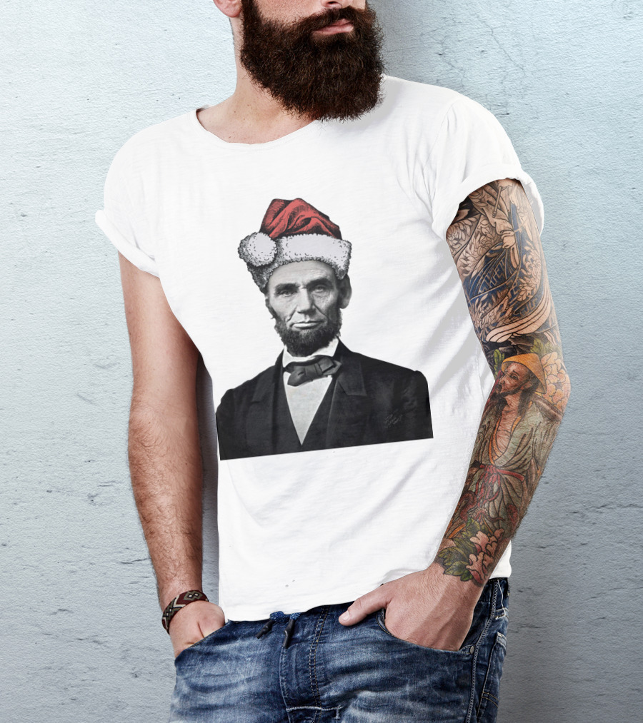Abraham Lincoln Santa Hat T-Shirt