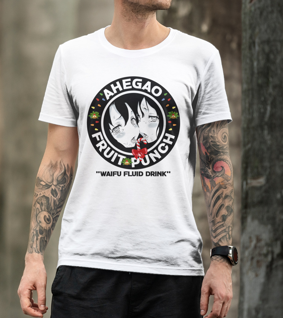Ahegao Fruit Punch Waifu Fluid Drink Merry Christmas Lewd Anime T-Shirt