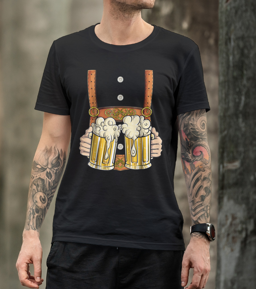 Lederhosen Costume Oktoberfest Men Prost Beer Cheers ZZ T-Shirt