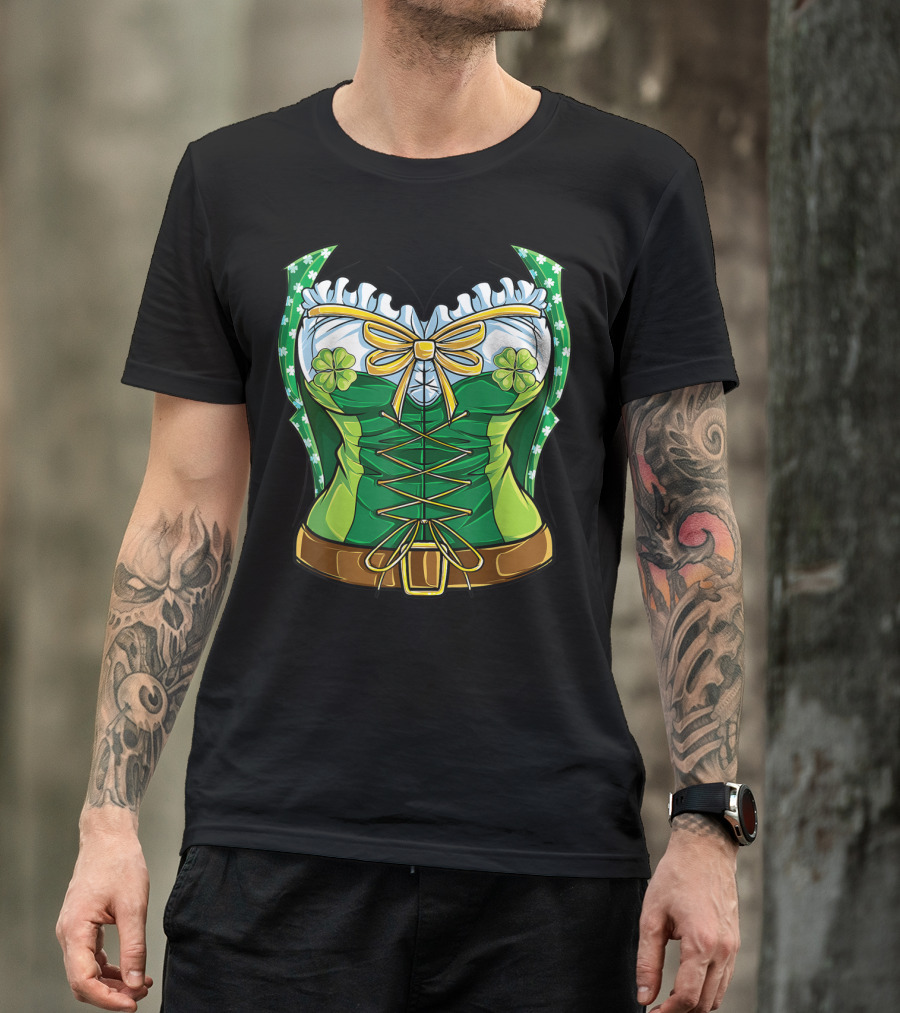 Green Leprechaun Costume St Patrick's Day Women Corset T-Shirt