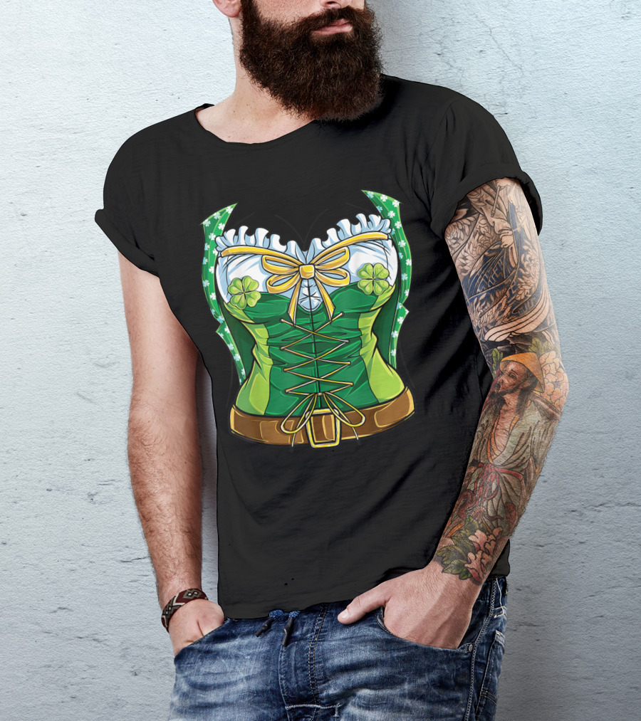 Green Leprechaun Costume St Patrick's Day Women Corset T-Shirt