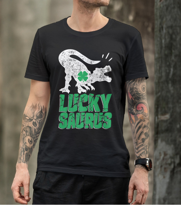Lucky Saurus Irish Dinosaur Rex T-Shirt
