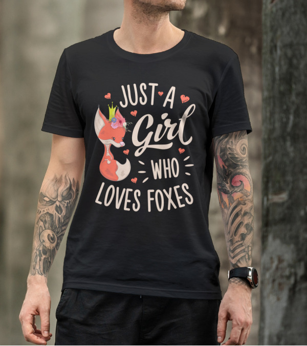 Just A Girl Who Loves Foxes Cute Fox Princess Hearts T-Shirt