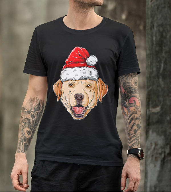 Labrador Santa Christmas Dog Wearing Festive Hat T-Shirt