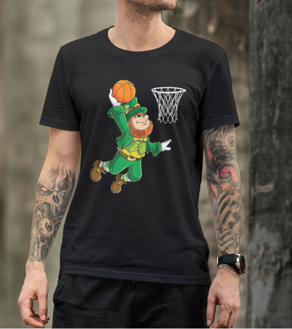 Leprechaun Basketball St Patricks Day Boys Slam Dunk T-Shirt