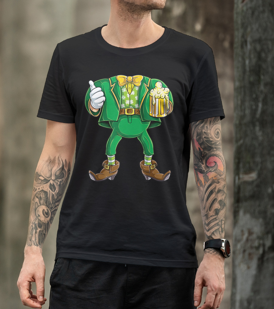 Leprechaun Costume St Patricks Day Men Beer Holding Foamy Mug And Thumbs Up T-Shirt