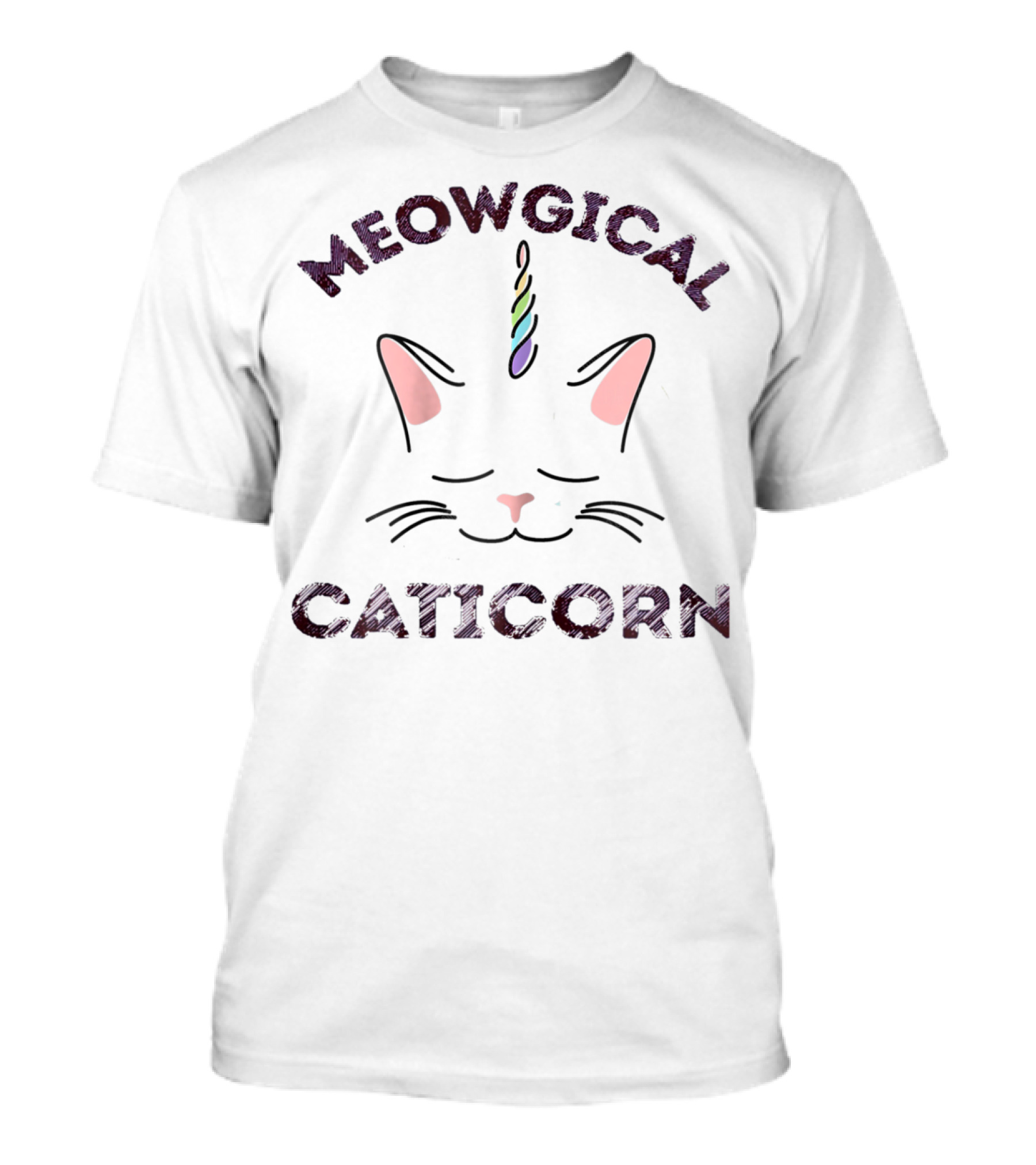 Meowgical Caticorn Cat With Colorful Unicorn Horn T-Shirt