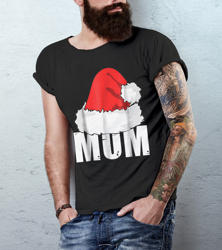 Mum Christmas Santa Hat Family Matching T-Shirt