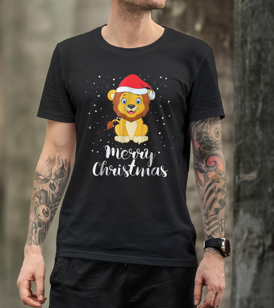 Merry Christmas Lion Funny Matching Family Group T-Shirt