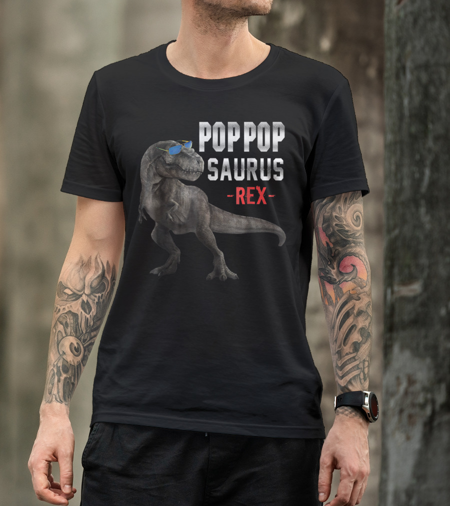 Poppopsaurus Rex Funny Dinosaur With Sunglasses T-Shirt