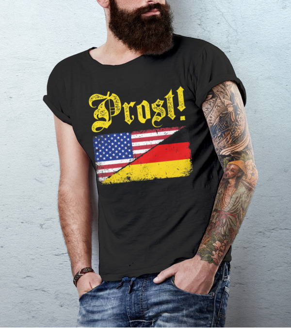 Prost German American Flag Oktoberfest T-Shirt