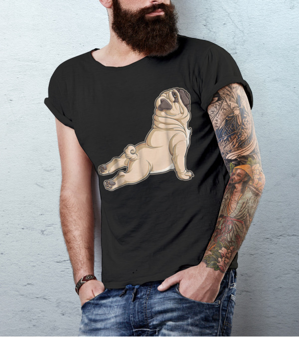 Pug Yoga Pose For Dog Lovers Puppy Funny T-Shirt