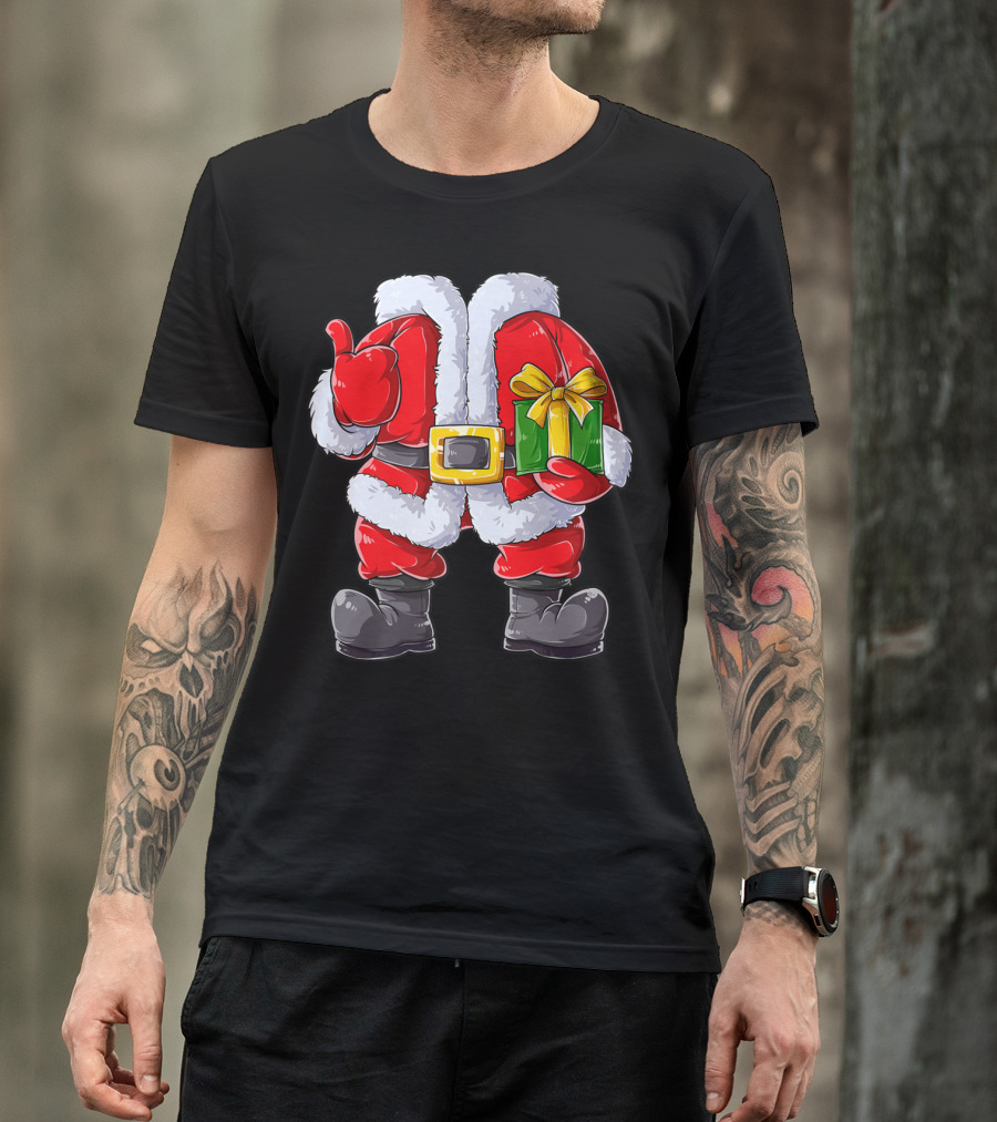 Santa Claus Costume With Gift Holiday Boys Christmas T-Shirt