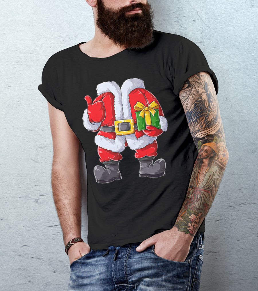 Santa Claus Costume With Gift Holiday Boys Christmas T-Shirt