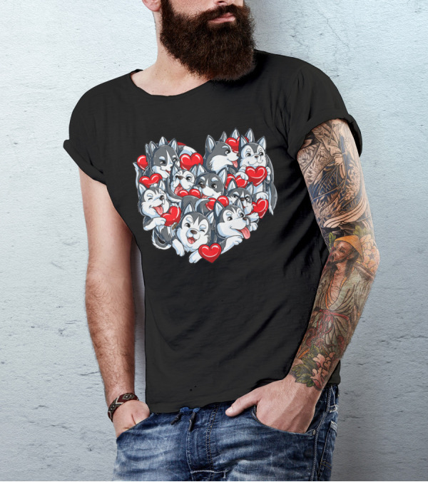 Siberian Husky Valentines Day Heart T-Shirt